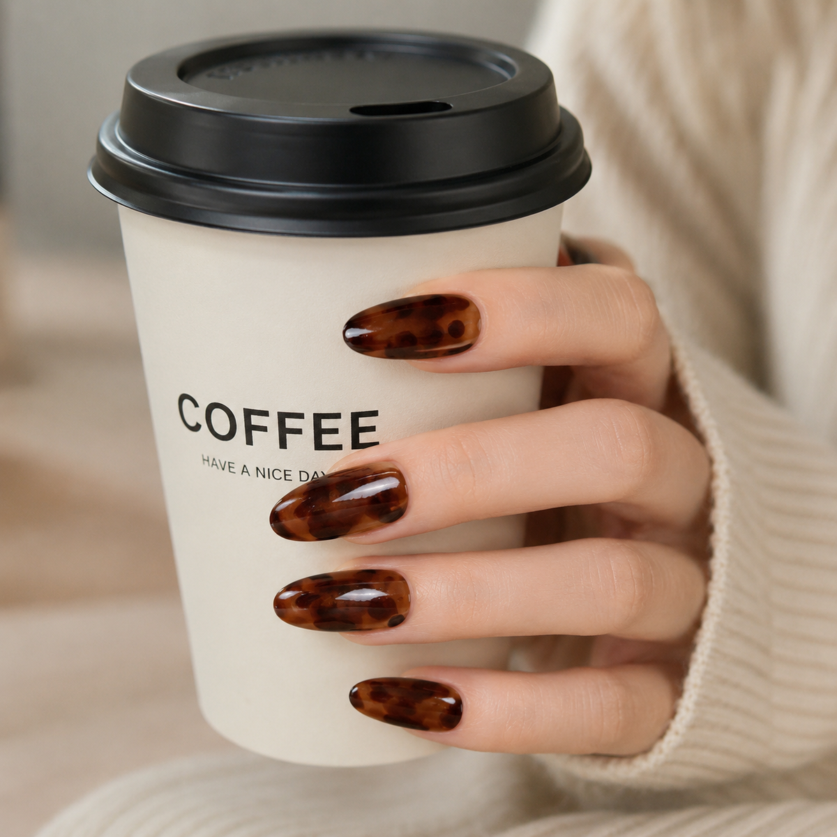 Amber Tortoiseshell Semi-Cured Gel Nail