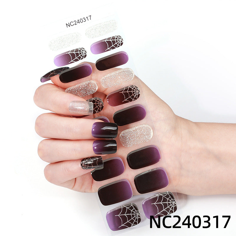 Semi-Cured Gel Nails - Halloween Web Glow🕸️💜