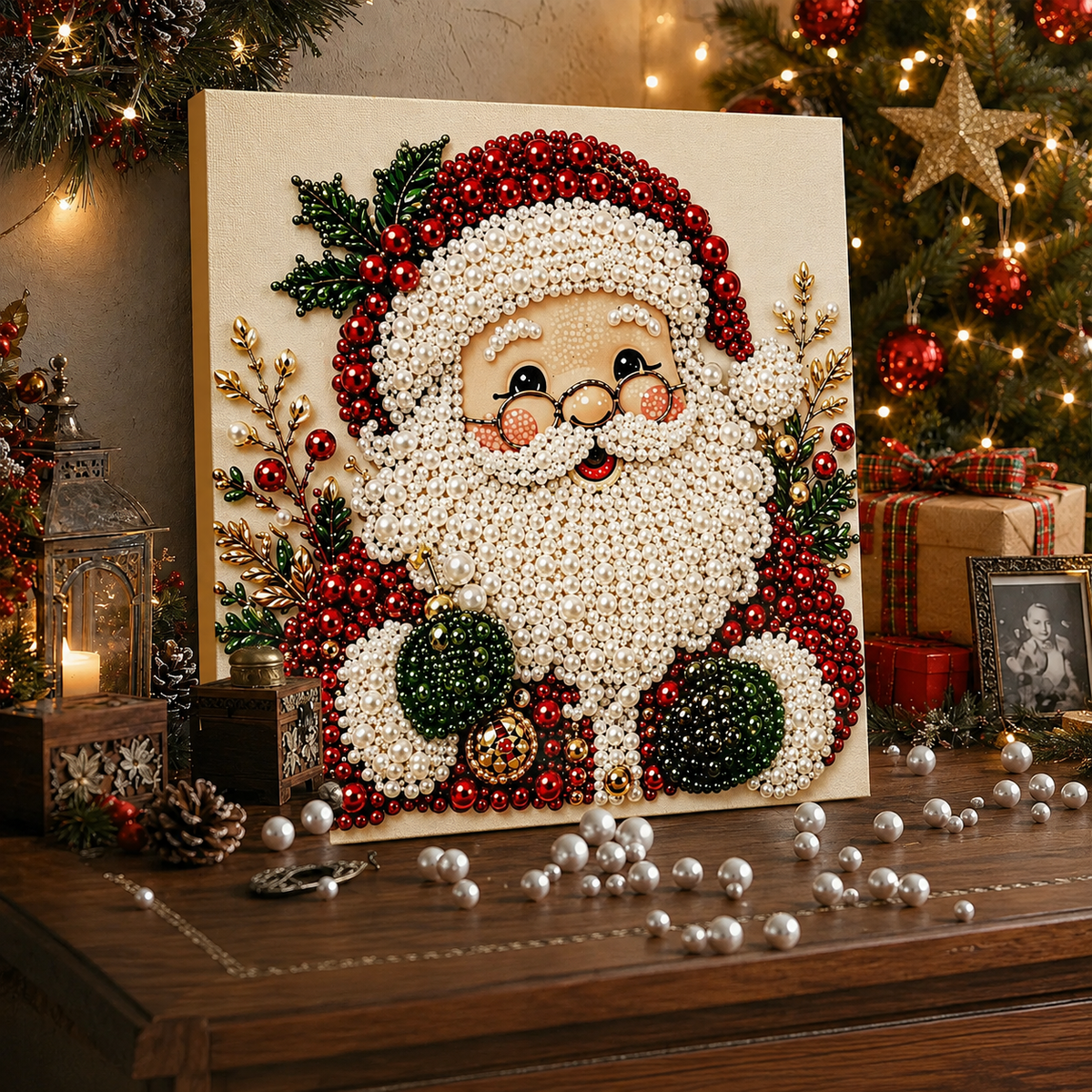 Pearl Painting Kit | Christmas with Frame 20x20cm